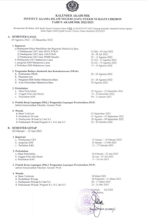 Kalender Akademik TA 2022/2023
