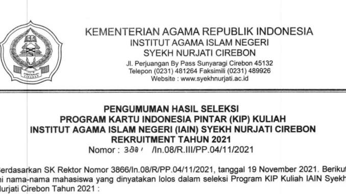 Pengumuman Seleksi Program Kartu Indonesia Pintar (KIP) Prodi ILHA