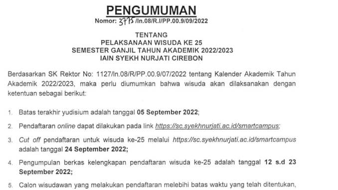 Pengumuman Pendaftaran Wisuda, Yuk yang sudah Lulus segera daftar!