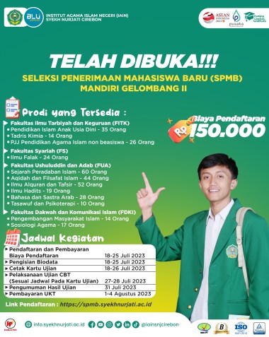 SELEKSI PENERIMAAN MAHASISWA BARU (SPMB) MANDIRI GELOMBANG II JURUSAN ILMU HADIS - INSTITUT AGAMA ISLAM NEGERI (IAIN) SYEKH NURJATI CIREBON TAHUN AKADEMIK 2023/2024