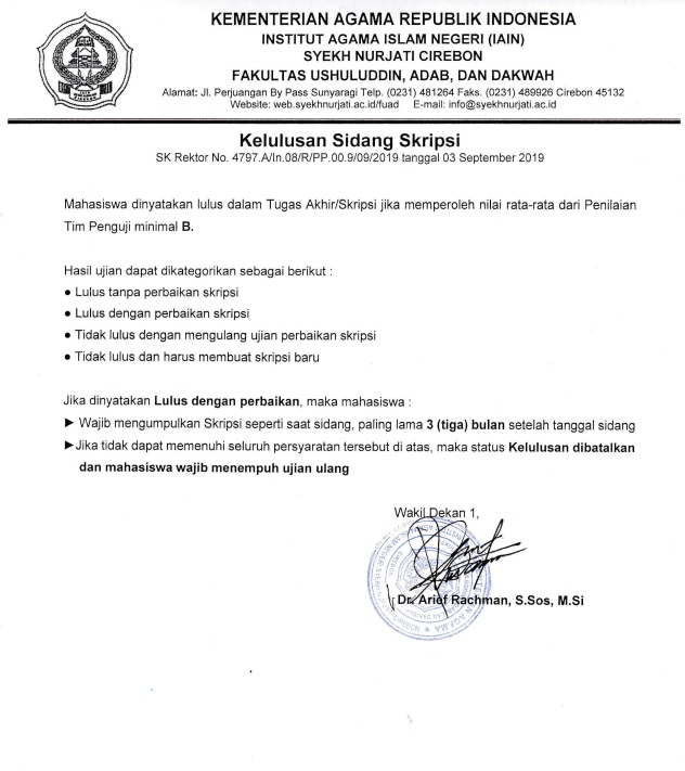 Peraturan Ujian Kelulusan Sidang Skripsi Jurusan ILHA