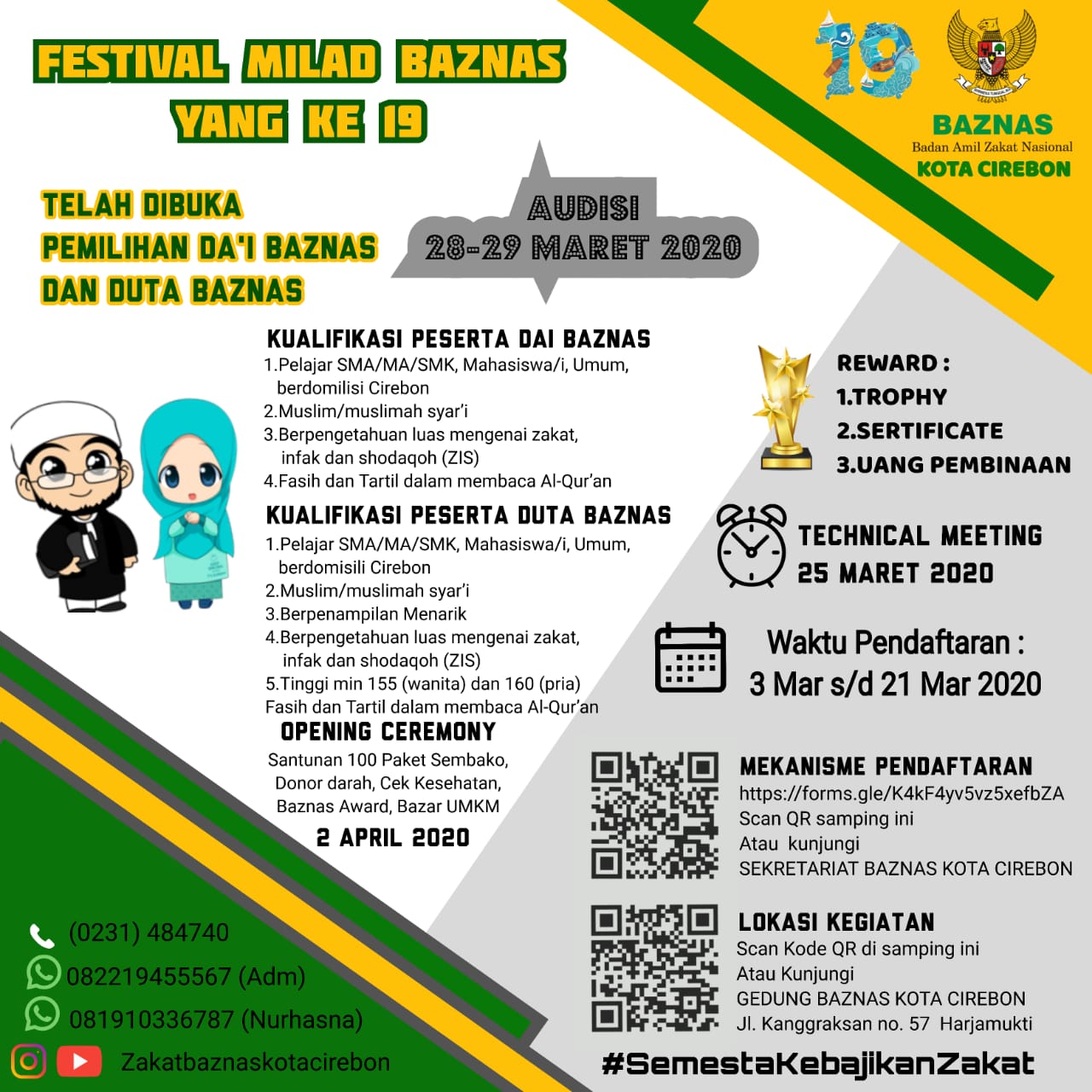 Ajang Pemilihan Da’i Dan Duta BAZNAS Kota Cirebon Festival Milad BAZNAS Ke-19