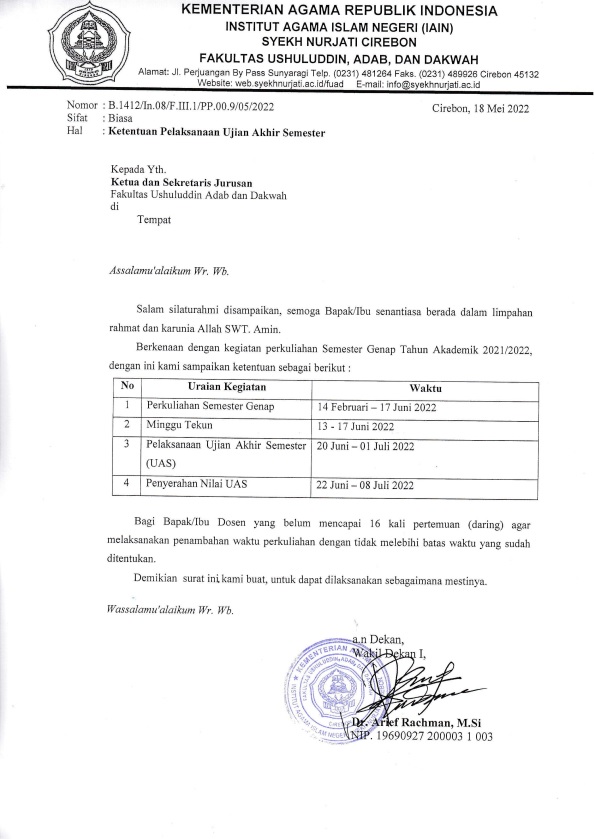 Pengumuman Ketentuan Ujian Akhir Semester TA 2021-2022